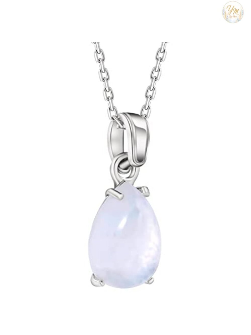 925 Sterling Silver Moonstone Teardrop Pendant Necklace for Women June